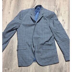JOE Joseph Abboud Mens Blue Plaid Blazer Sport Coat 40R Two Button Tailored Fit